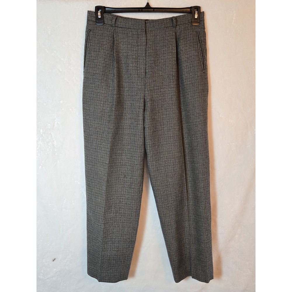 Lauren Ralph‎ Lauren Size 14P Women's Wool Gray/Black Pants Straight Leg Pockets